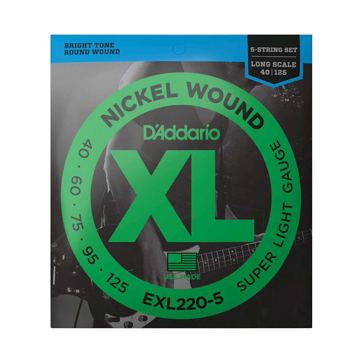 D'Addario EXL220-5 XL 5-String Bass Super Soft/Long String Set<br>EXL220-5